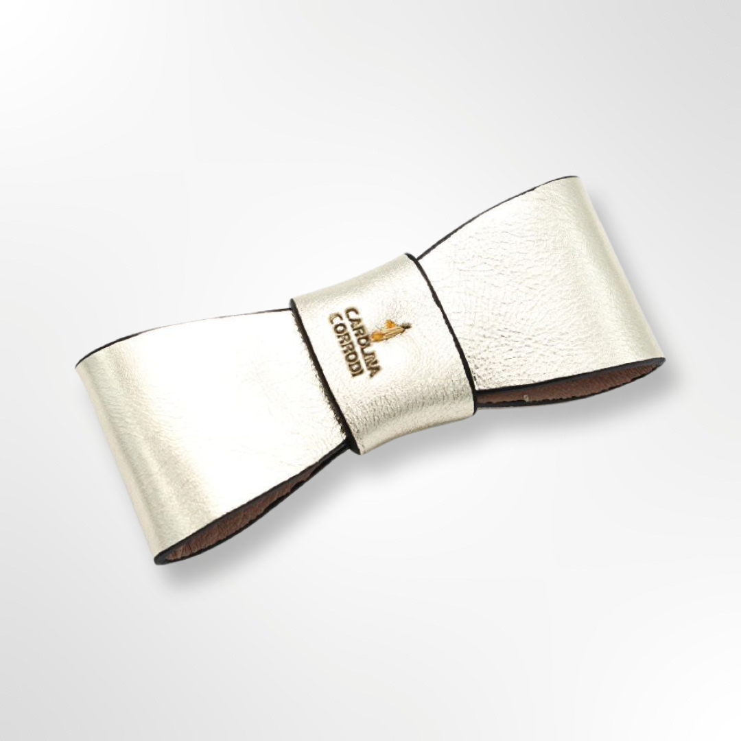 Leder Hundeschleife gold mit Druckknopf