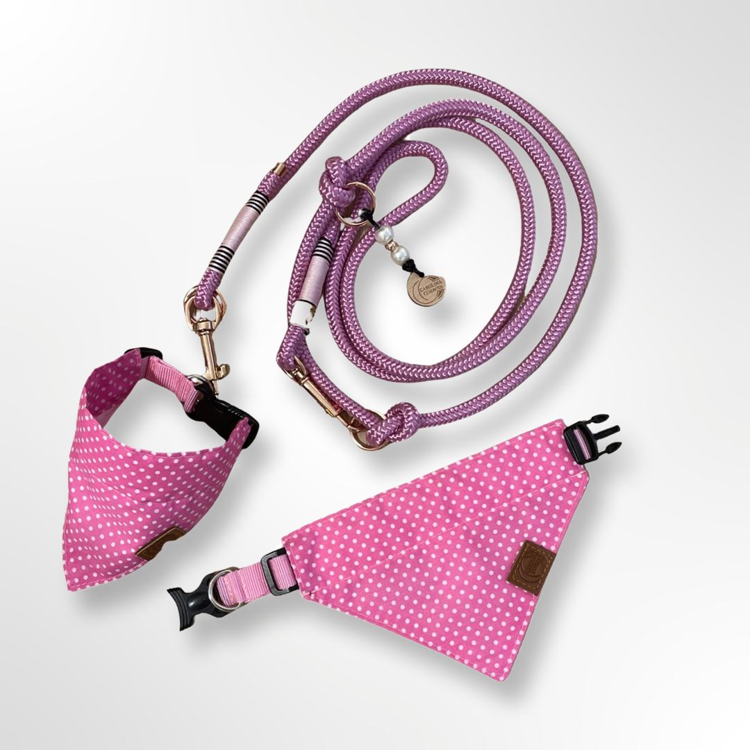 Hundehalstuch-Hundebandana-Hundeleine-pink