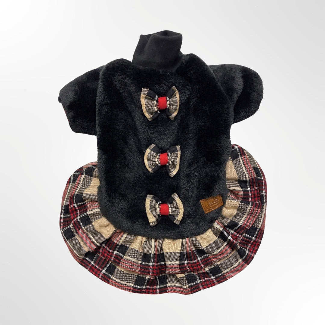 Hundekleid-schwarz-rot-beige