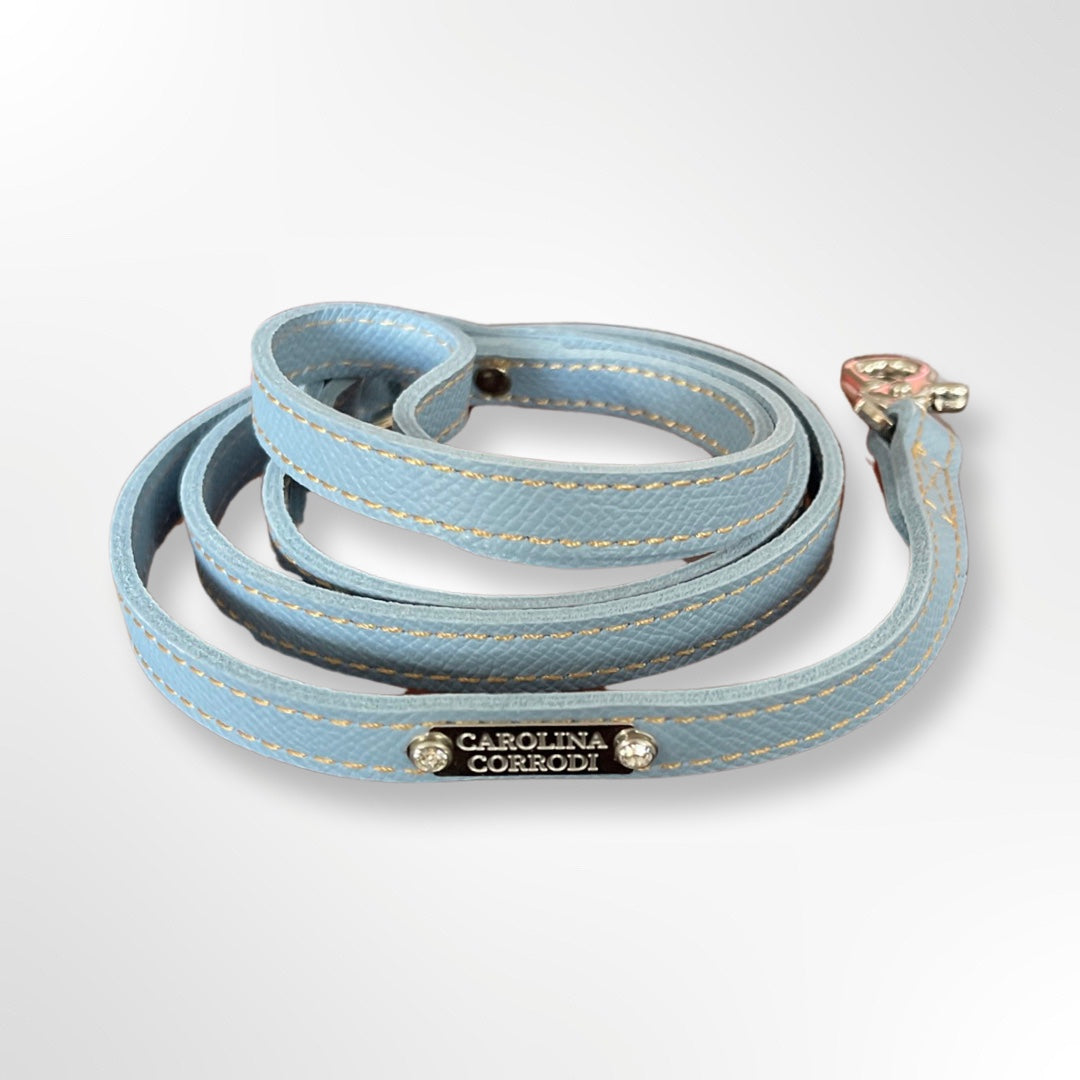 Dog leash leather with crystals black
