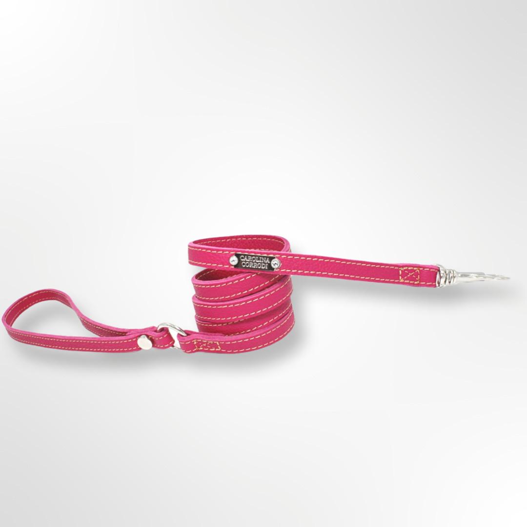Hundeleine-leder-fuxia