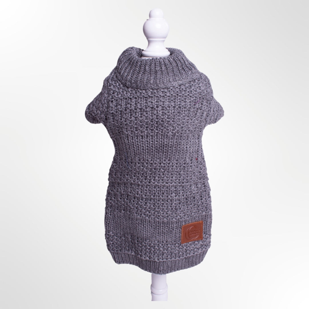 Hundepullover-Strick-grau
