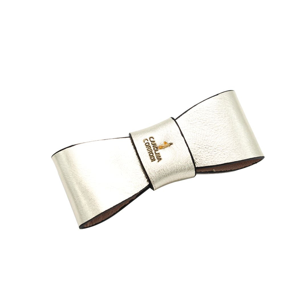 Hundeschleife Leder Gold