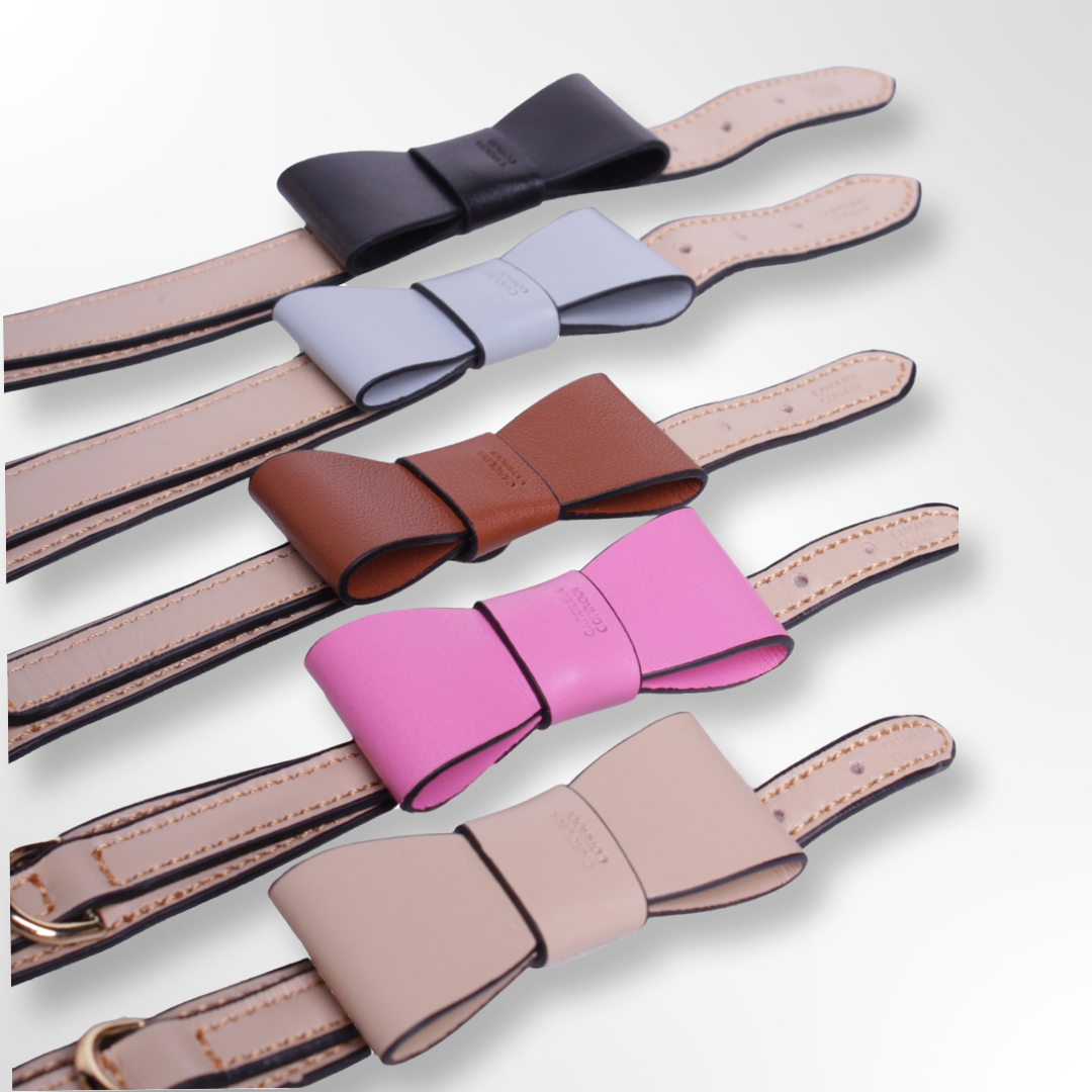 hundehalsband in leder mit hundefliege