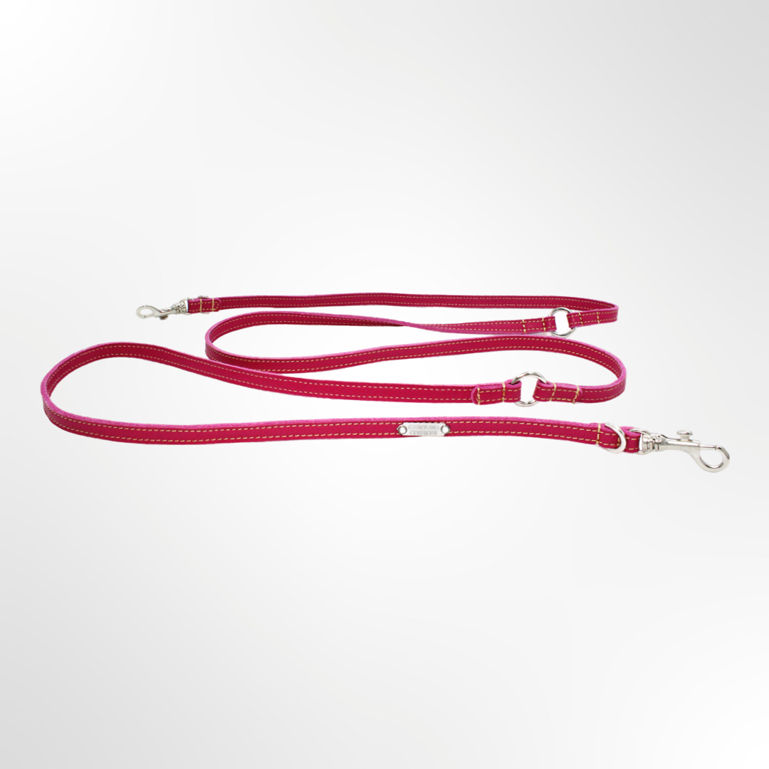 hundeleine in fuxia aus weichem leder