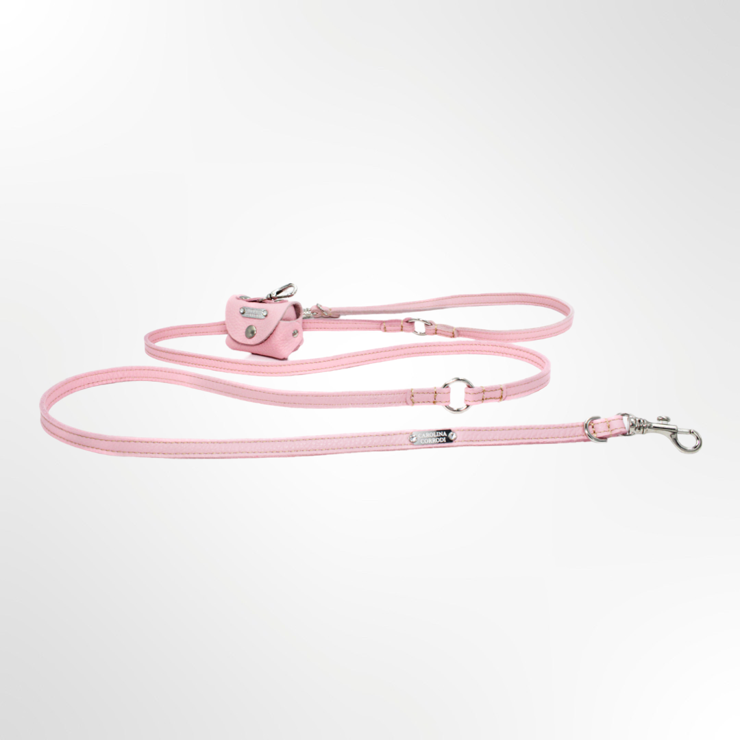 Laisse en cuir réglable / laisse d'épaule (rose)
