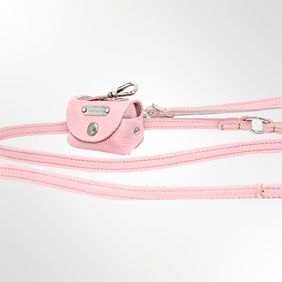 Laisse en cuir réglable / laisse d'épaule (rose)