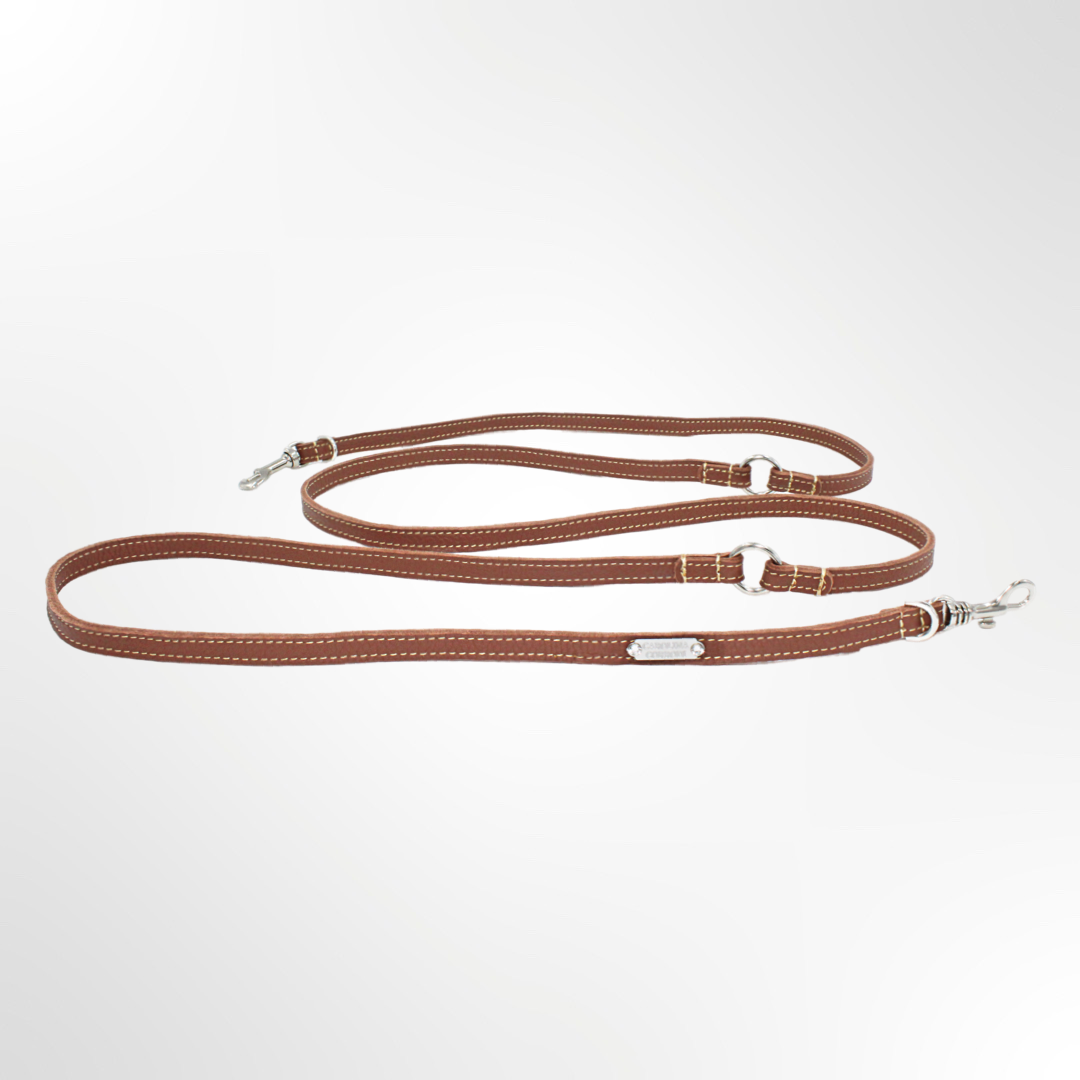 Verstellbare Lederleine (3-fach) / Umhängeleine (2m)