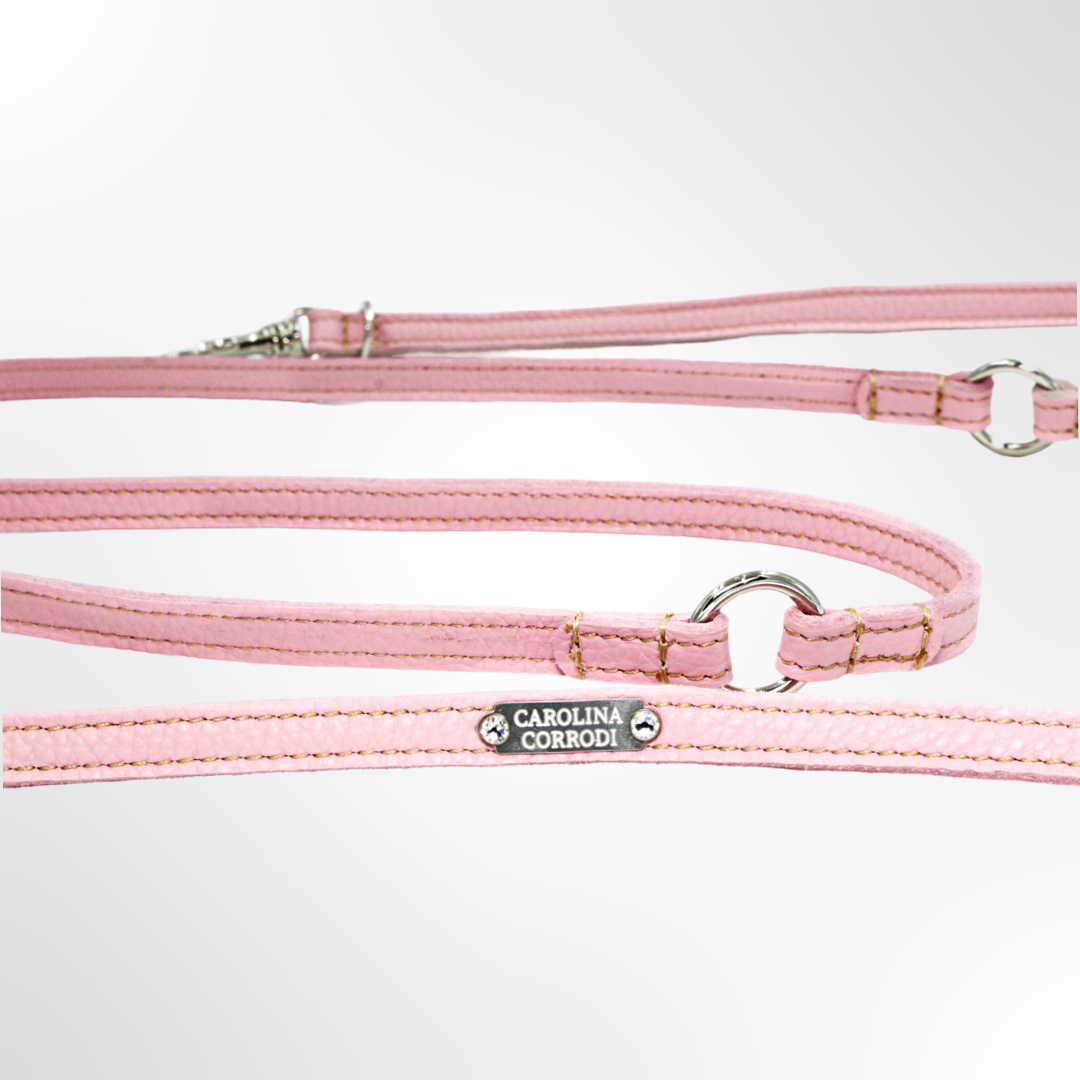 Laisse en cuir réglable / laisse d'épaule (rose)