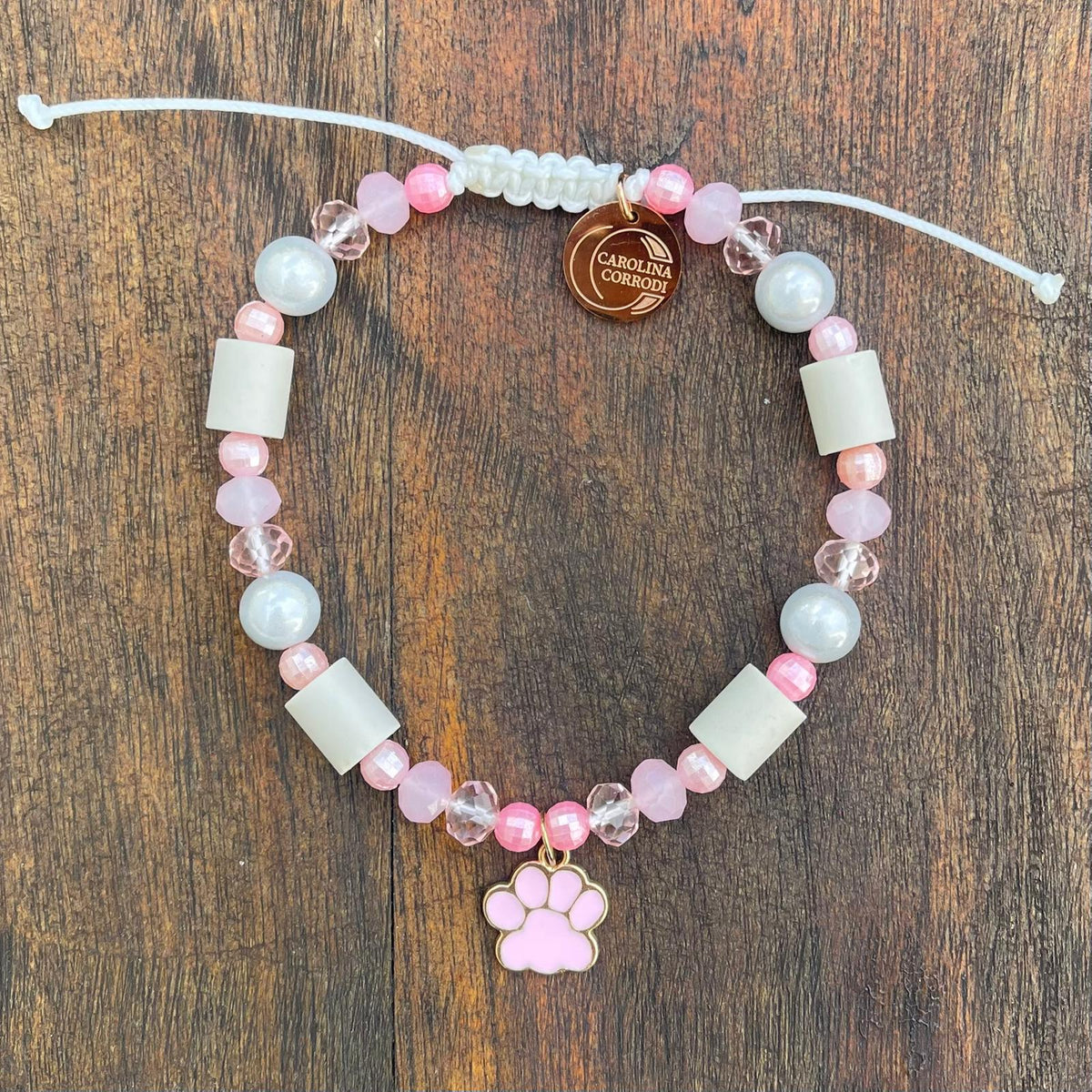 EM tick collar (reflective beads & pink)