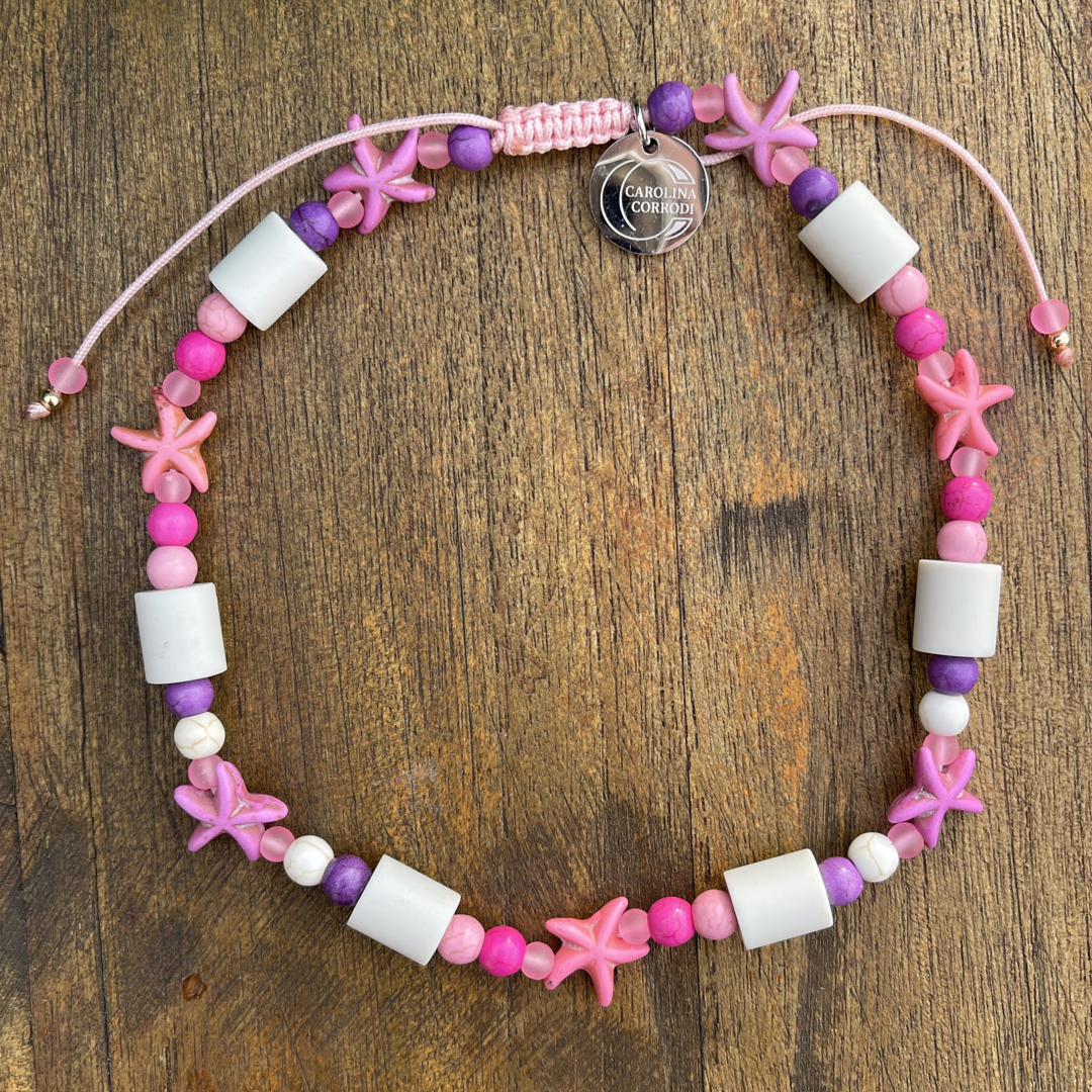 Collier anti-tiques EM avec étoile de mer (rose)