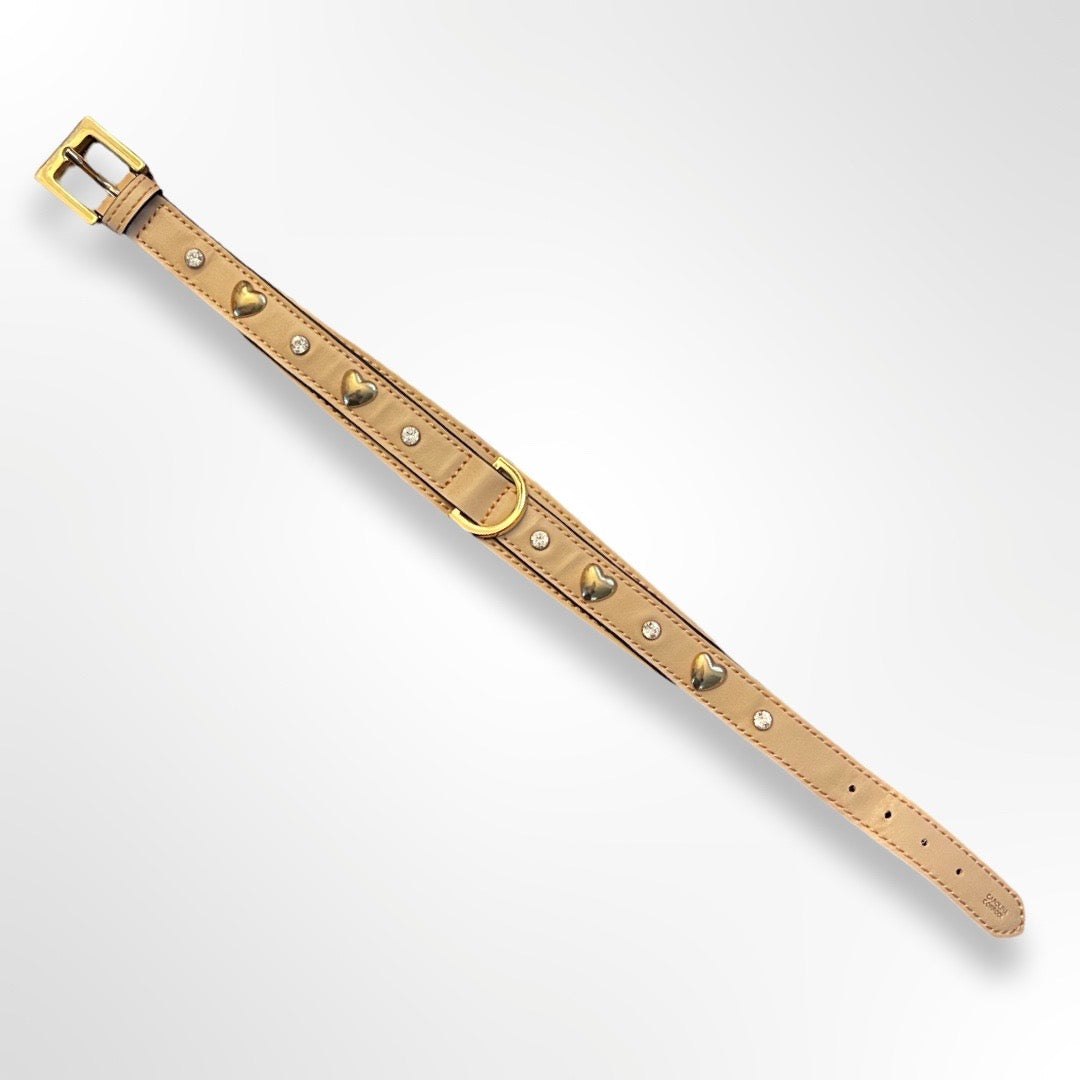 Hundehalsband Leder mit Strasssteinen Gold Edition Toulon