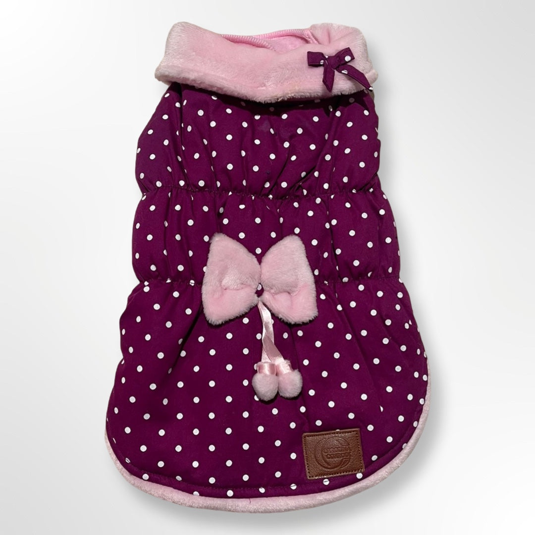 Manteau pour chien, violet à pois blancs