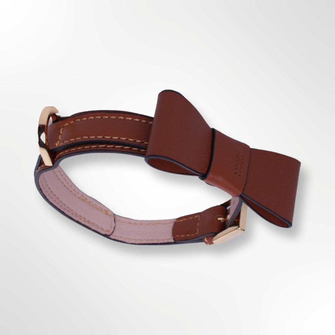 Dog Collar Leather Gold Edition Brown