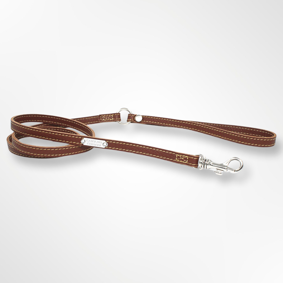 Dog leash leather with crystals Barcelona