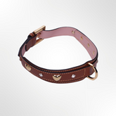 hunde halsband aus leder mit strasssteinen und herzen
