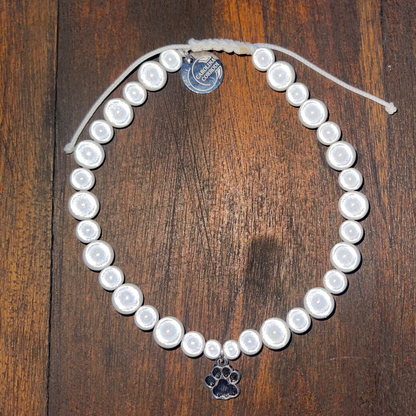 Luminous collar for dogs (reflective beads, white)