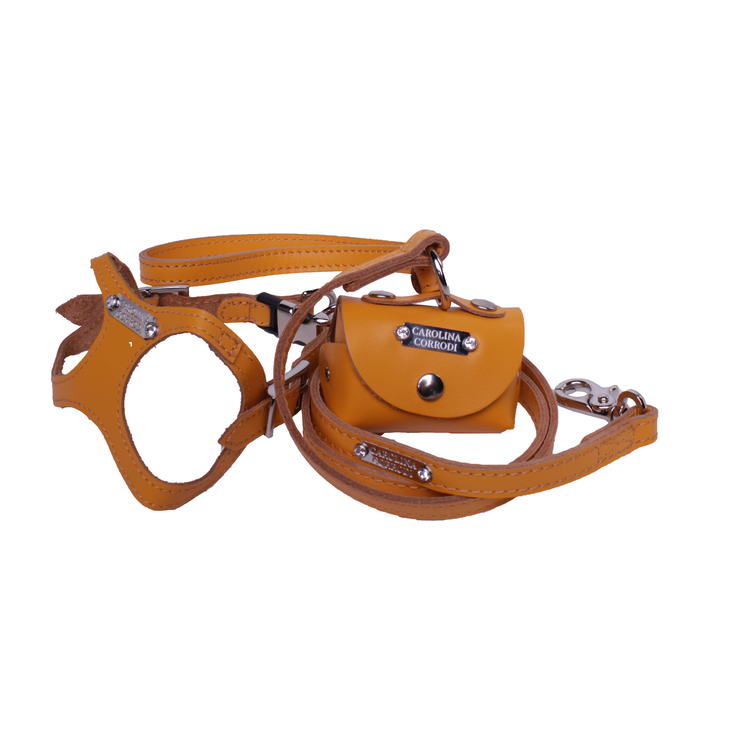 Dog harness leather step-in Silver Edition Genua