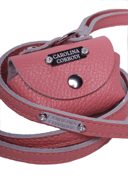Dog leash leather with crystals Florence