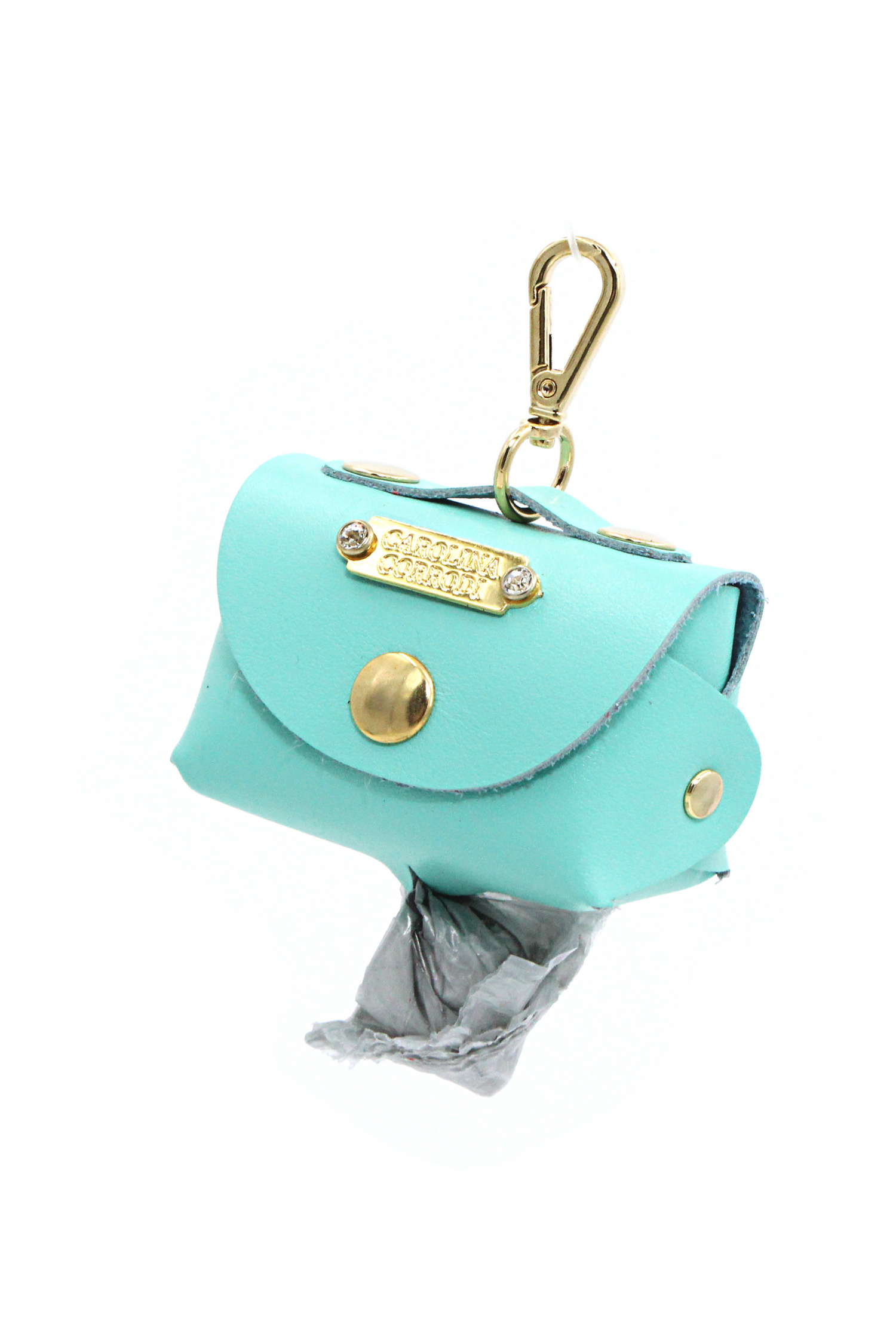 Turquoise poop bag dispenser with crystals Gold Edition/ Popo Bag